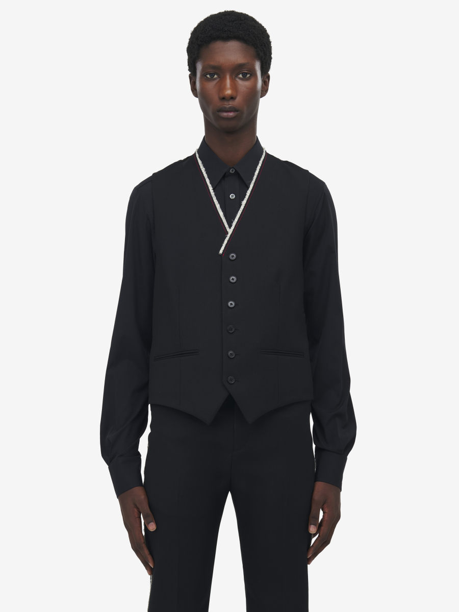 ALEXANDER MCQUEEN - Raw Edge Canvas Waistcoat - Item 838575QUAAC1000